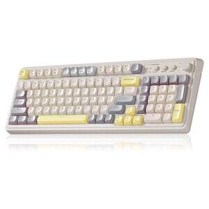 Aula S99 Gaming Keyboard - Grey/ Yellow Retro Design, Multi-Connection -Open Box